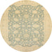 Round Abstract Brown Gold Oriental Rug, abs2762