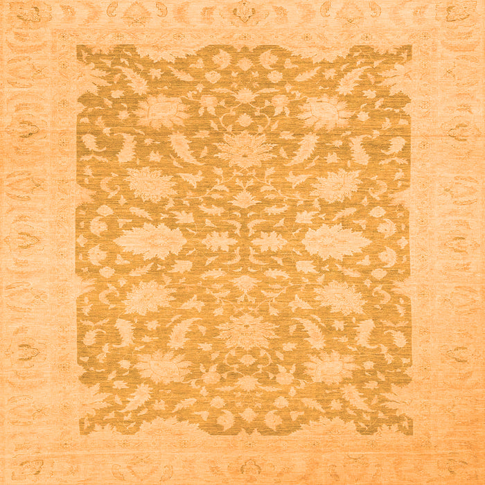 Square Machine Washable Oriental Orange Traditional Area Rugs, wshabs2762org