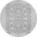 Round Machine Washable Oriental Gray Traditional Rug, wshabs2762gry