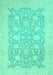 Machine Washable Oriental Turquoise Traditional Area Rugs, wshabs2762turq