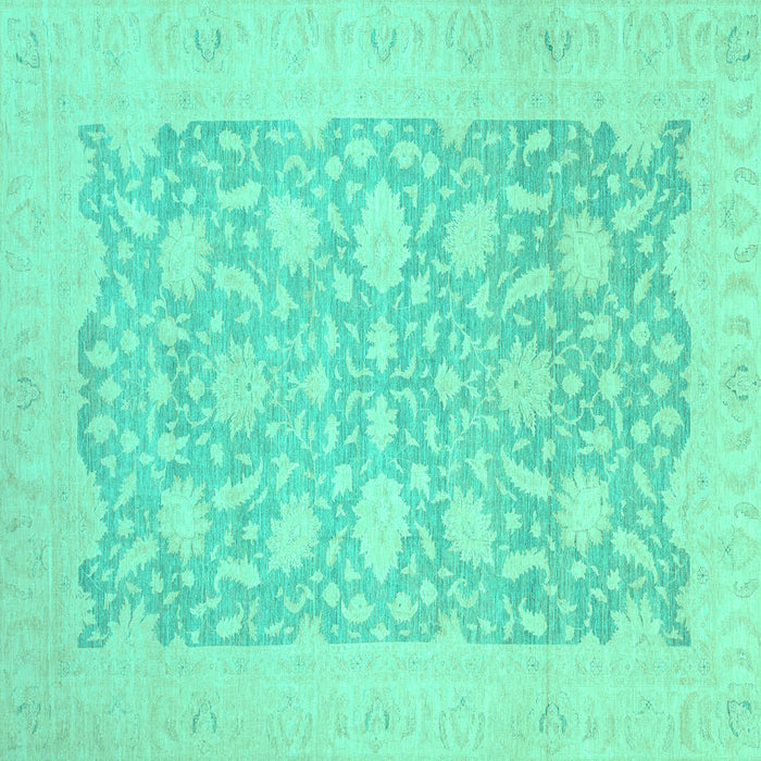 Square Oriental Turquoise Traditional Rug, abs2762turq