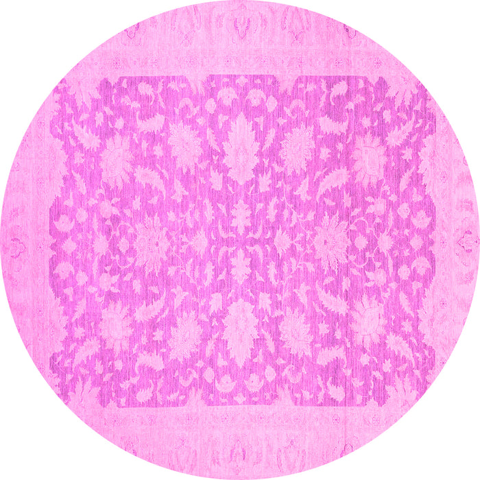 Round Machine Washable Oriental Pink Traditional Rug, wshabs2762pnk
