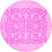 Round Machine Washable Oriental Pink Traditional Rug, wshabs2762pnk