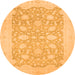 Round Machine Washable Oriental Orange Traditional Area Rugs, wshabs2762org