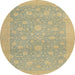 Round Machine Washable Abstract Brass Green Rug, wshabs2763