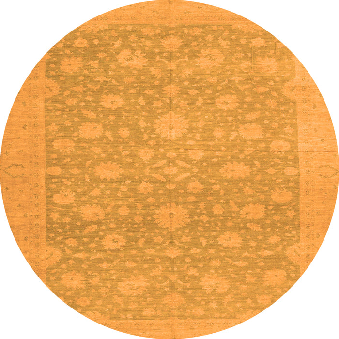 Round Machine Washable Oriental Orange Traditional Area Rugs, wshabs2763org