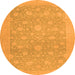 Round Machine Washable Oriental Orange Traditional Area Rugs, wshabs2763org