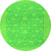 Round Oriental Green Traditional Rug, abs2763grn