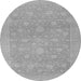 Round Machine Washable Oriental Gray Traditional Rug, wshabs2763gry