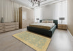 Machine Washable Abstract Brass Green Rug in a Bedroom, wshabs2763