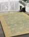 Abstract Copper Green Oriental Rug in Family Room, abs2763