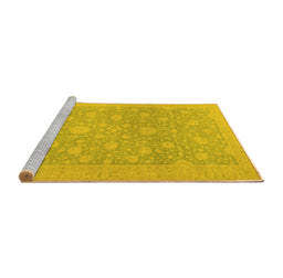 Sideview of Machine Washable Oriental Yellow Traditional Rug, wshabs2763yw