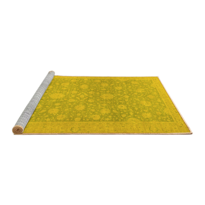 Sideview of Machine Washable Oriental Yellow Traditional Rug, wshabs2763yw