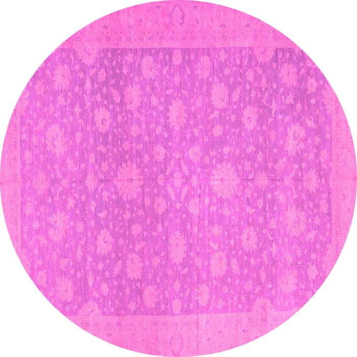 Round Machine Washable Oriental Pink Traditional Rug, wshabs2763pnk