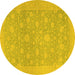 Round Oriental Yellow Traditional Rug, abs2763yw