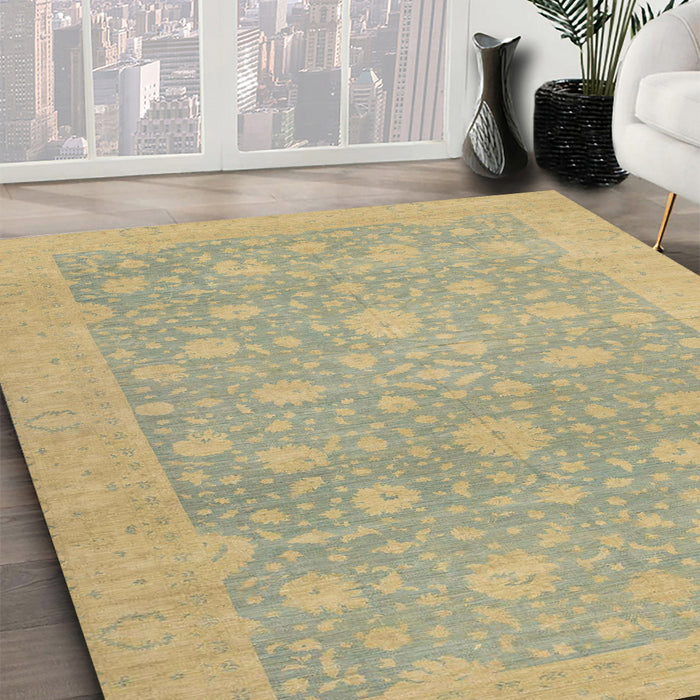 Machine Washable Abstract Brass Green Rug in a Family Room, wshabs2763