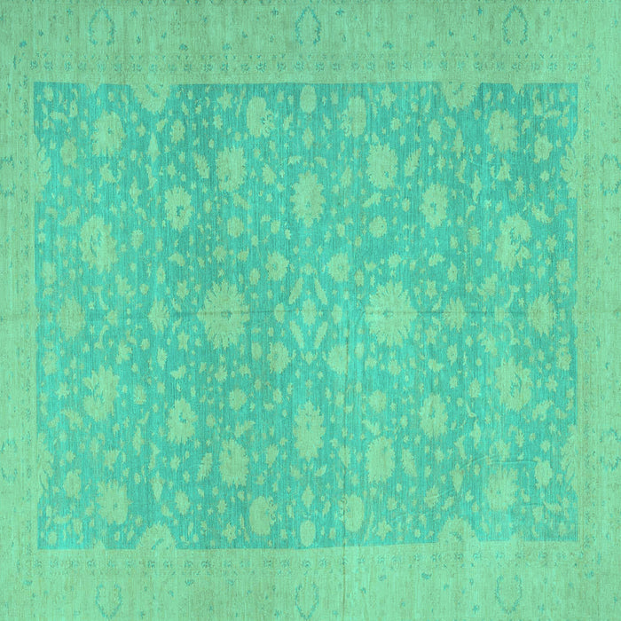 Square Oriental Turquoise Traditional Rug, abs2763turq