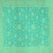 Square Oriental Turquoise Traditional Rug, abs2763turq