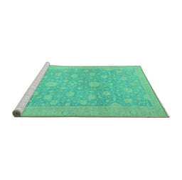 Sideview of Machine Washable Oriental Turquoise Traditional Area Rugs, wshabs2763turq