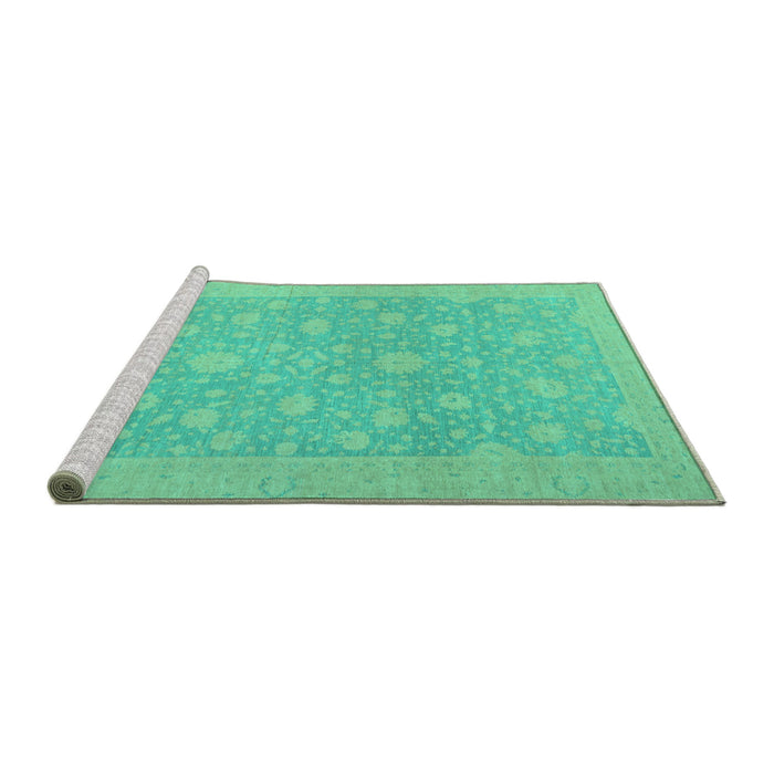 Sideview of Machine Washable Oriental Turquoise Traditional Area Rugs, wshabs2763turq