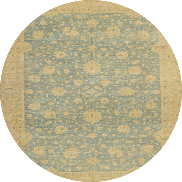 Round Abstract Copper Green Oriental Rug, abs2763