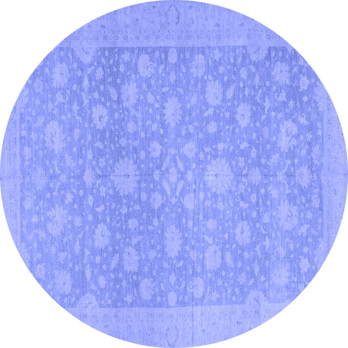 Round Machine Washable Oriental Blue Traditional Rug, wshabs2763blu