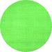 Round Machine Washable Abstract Green Modern Area Rugs, wshabs2764grn