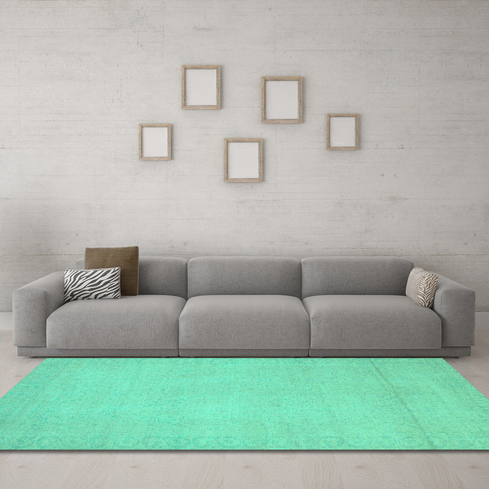 Machine Washable Abstract Turquoise Modern Area Rugs in a Living Room,, wshabs2764turq