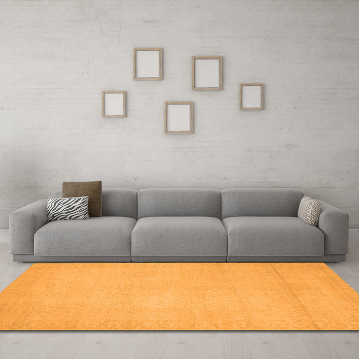 Machine Washable Abstract Orange Modern Area Rugs in a Living Room, wshabs2764org