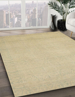 Machine Washable Abstract Yellow Rug in a Family Room, wshabs2764