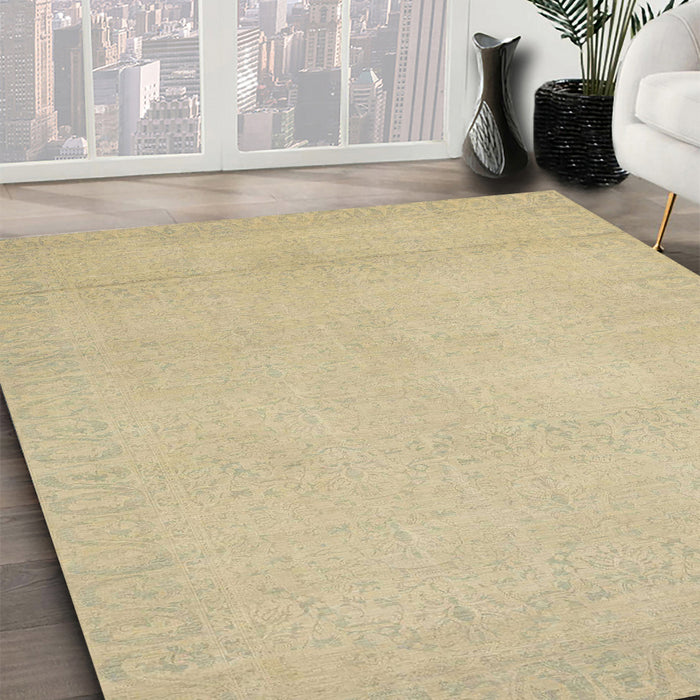 Abstract Yellow Modern Rug in Family Room, abs2764