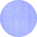 Round Abstract Blue Modern Rug, abs2764blu