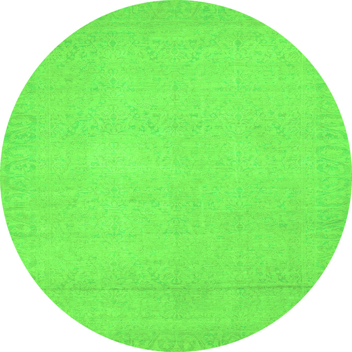 Round Abstract Green Modern Rug, abs2764grn