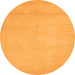 Round Machine Washable Abstract Orange Modern Area Rugs, wshabs2764org