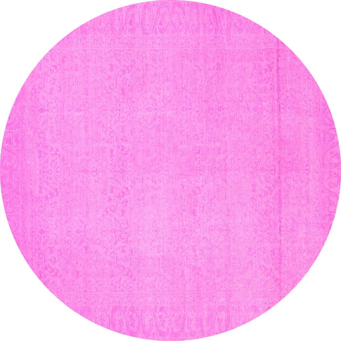 Round Machine Washable Abstract Pink Modern Rug, wshabs2764pnk