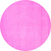 Round Machine Washable Abstract Pink Modern Rug, wshabs2764pnk