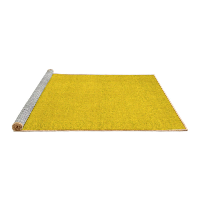 Sideview of Machine Washable Abstract Yellow Modern Rug, wshabs2764yw