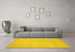 Machine Washable Abstract Yellow Modern Rug in a Living Room, wshabs2764yw