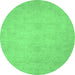 Round Abstract Emerald Green Modern Rug, abs2765emgrn