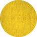 Round Machine Washable Abstract Yellow Modern Rug, wshabs2765yw