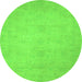 Round Abstract Green Modern Rug, abs2765grn