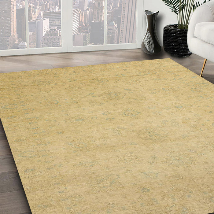 Abstract Gold Modern Rug in Family Room, abs2765