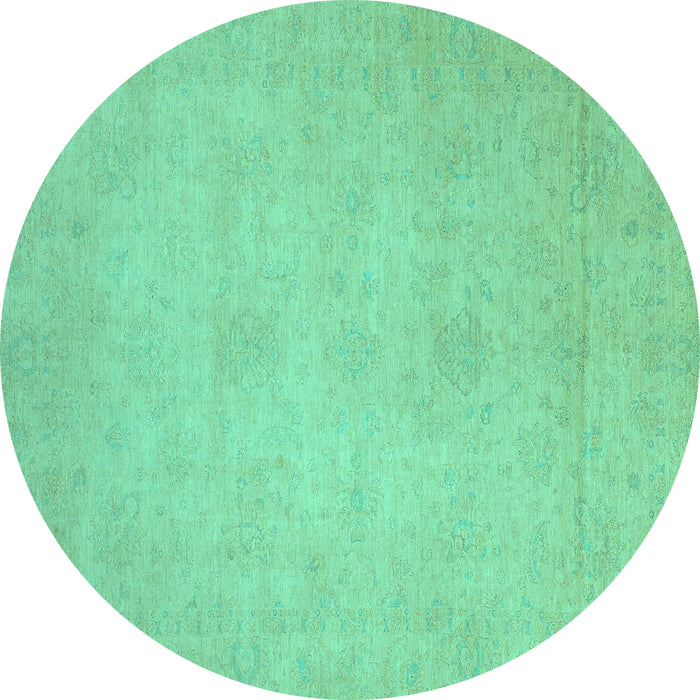 Round Abstract Turquoise Modern Rug, abs2765turq