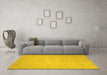 Machine Washable Abstract Yellow Modern Rug in a Living Room, wshabs2765yw