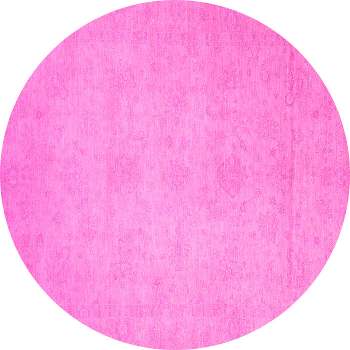 Round Abstract Pink Modern Rug, abs2765pnk