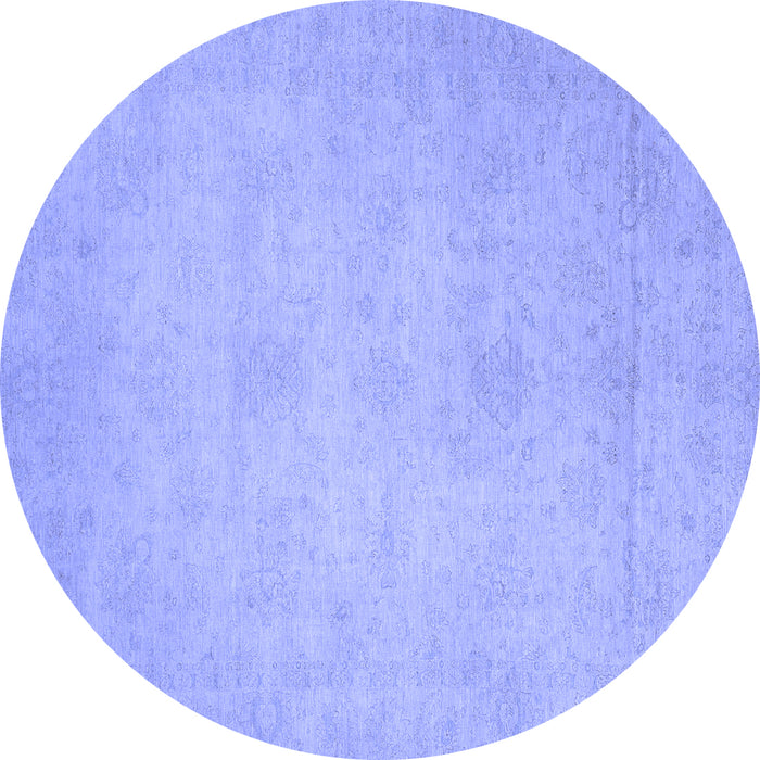 Round Abstract Blue Modern Rug, abs2765blu