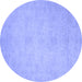 Round Abstract Blue Modern Rug, abs2765blu