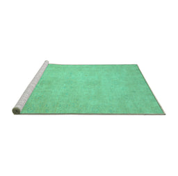 Sideview of Machine Washable Abstract Turquoise Modern Area Rugs, wshabs2765turq