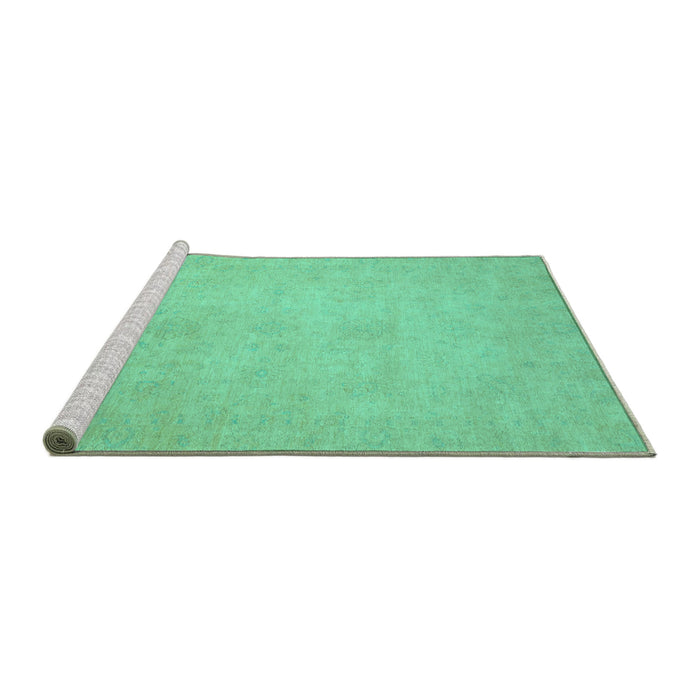 Sideview of Machine Washable Abstract Turquoise Modern Area Rugs, wshabs2765turq
