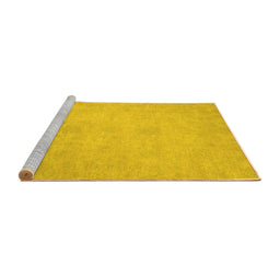 Sideview of Machine Washable Abstract Yellow Modern Rug, wshabs2765yw